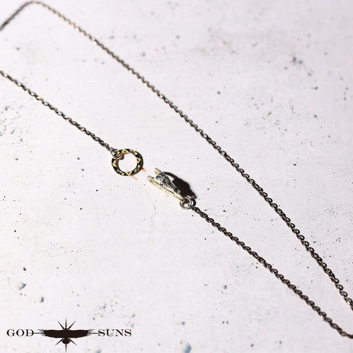 ロングホーンスカルフック&リングフック付きチェーン 〜K18角×全金リングフックタイプ〜 小(線形0.8丸or線形0.8角)