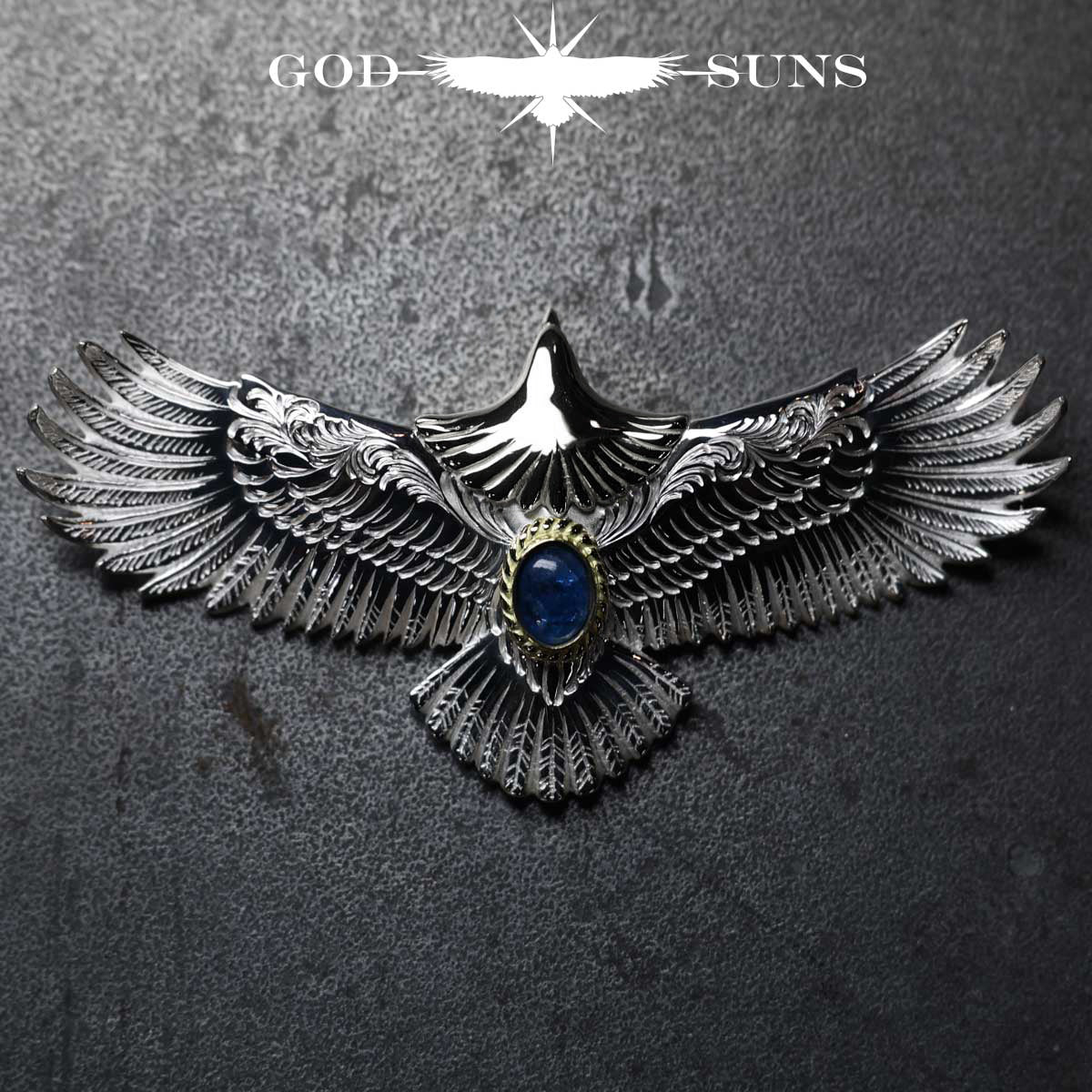 お正月限定アイテム 頭銀&金縄アフガナイト大イーグル両面唐草彫り