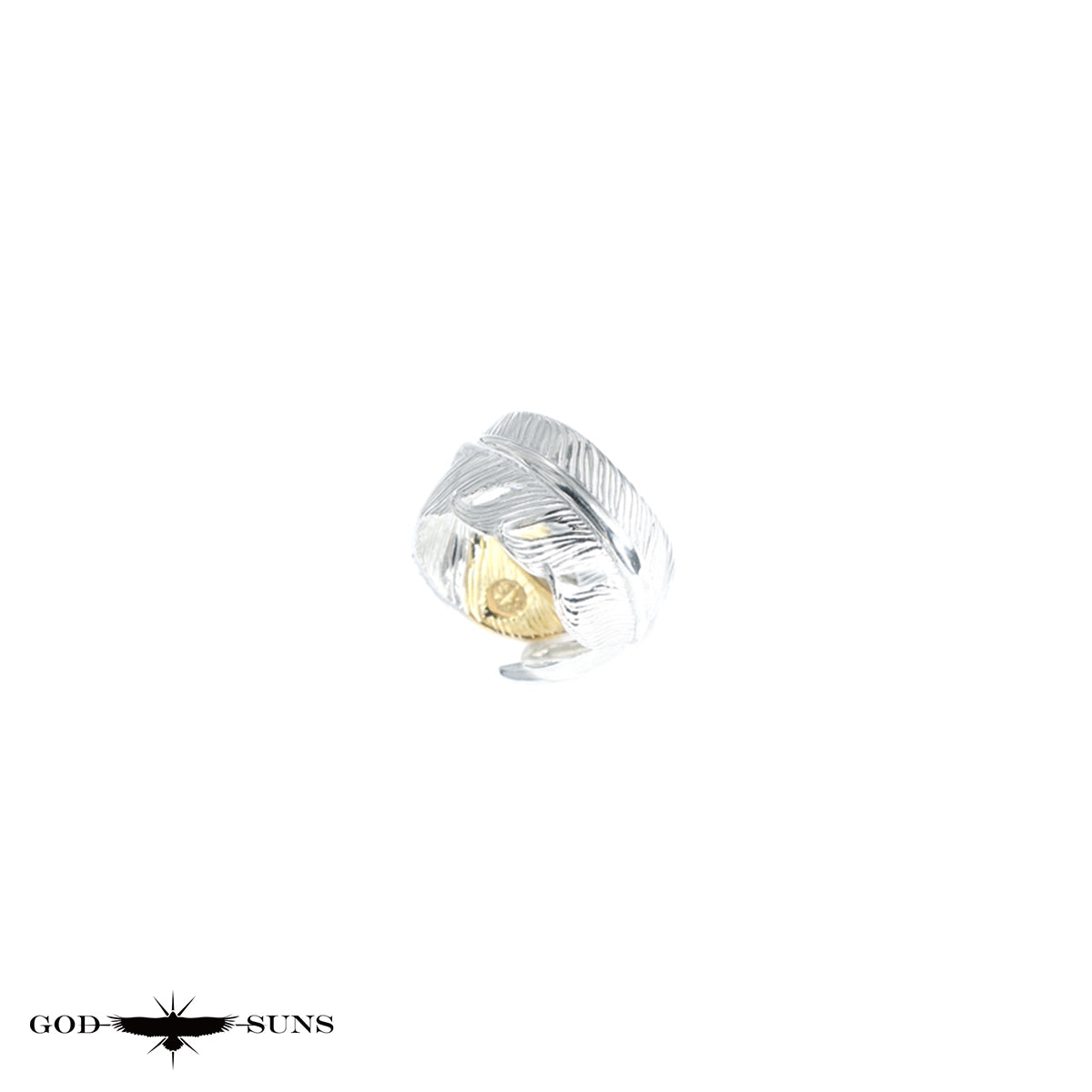 Gold-tipped feather ring (large pinky ring)