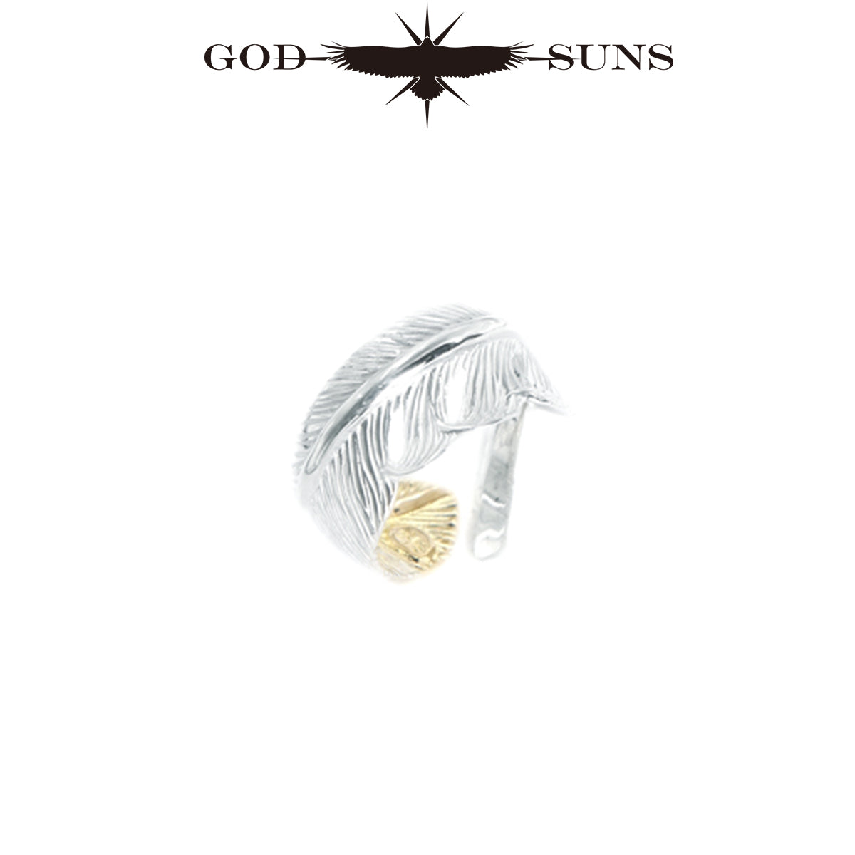 Gold-tipped feather ring (small pinky)