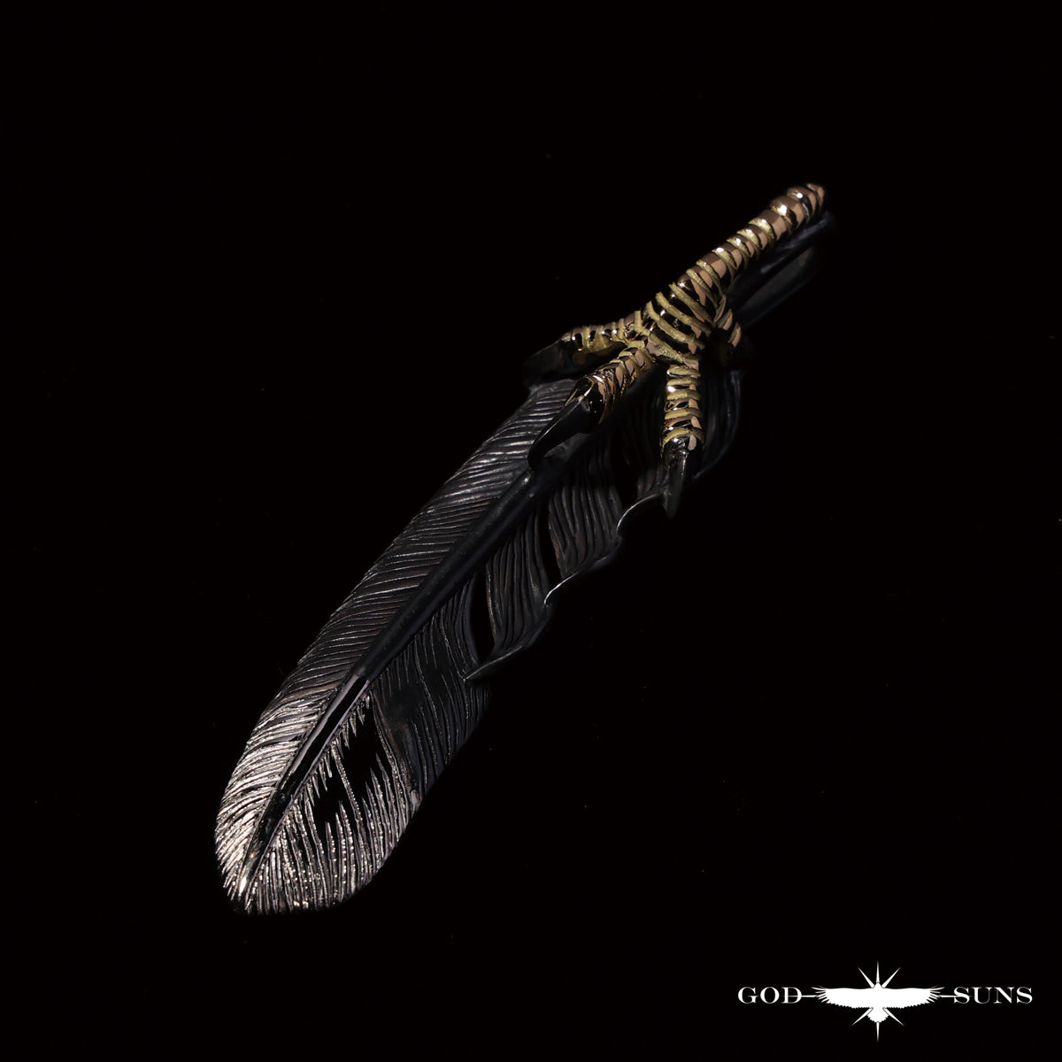限定品 白頭鷲"羽軸銀"特大先銀金爪先プラチナフェザー(右向き)74mmタイプ