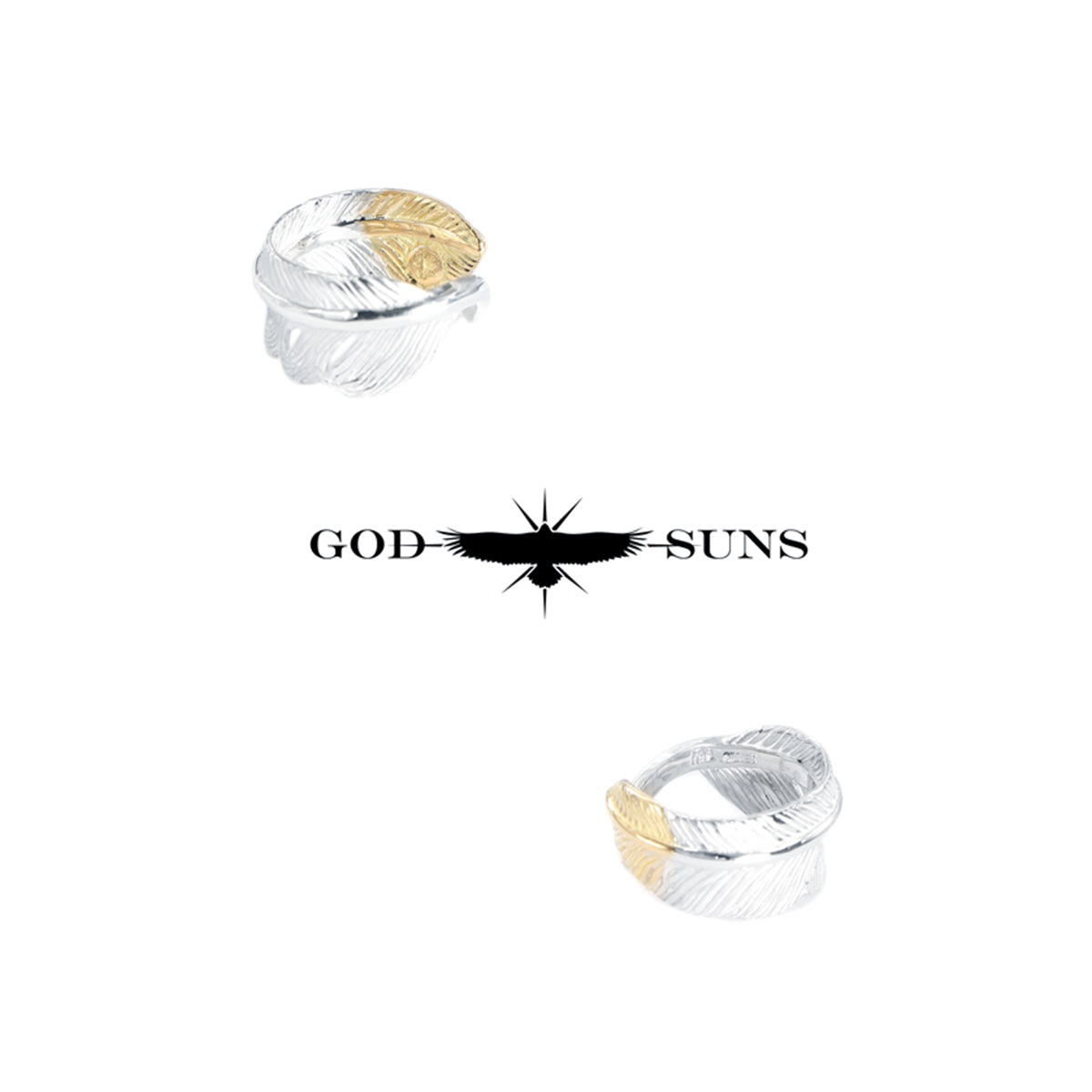Gold-tipped feather ring (small pinky)