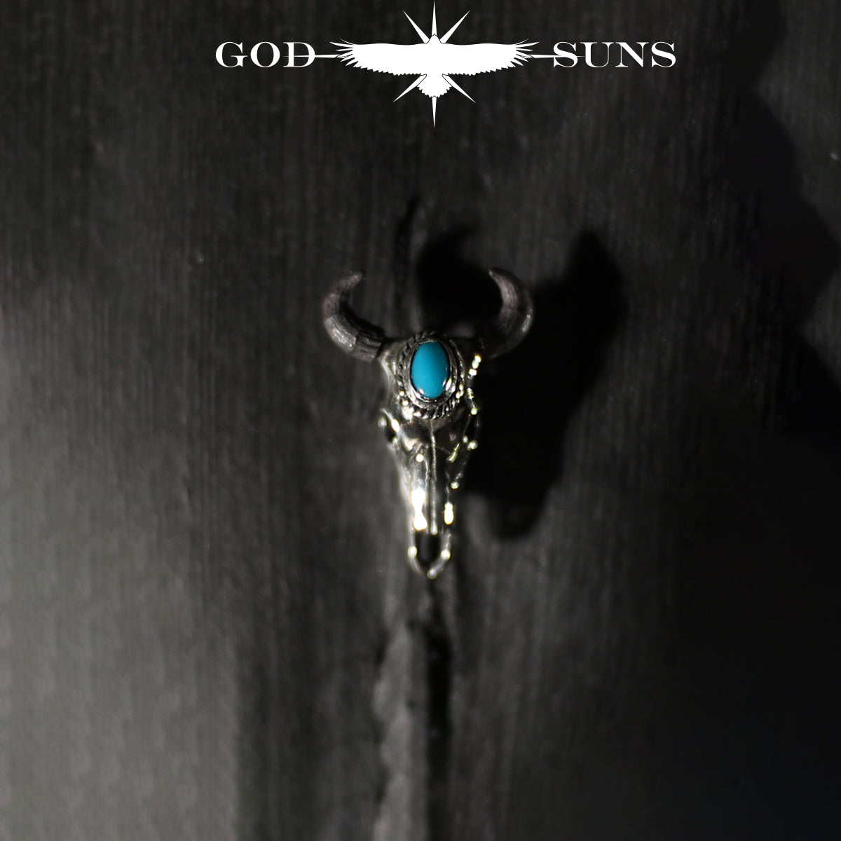 ロングホーンスカルペンダント銀縄TQ ~SV角タイプ~ 小