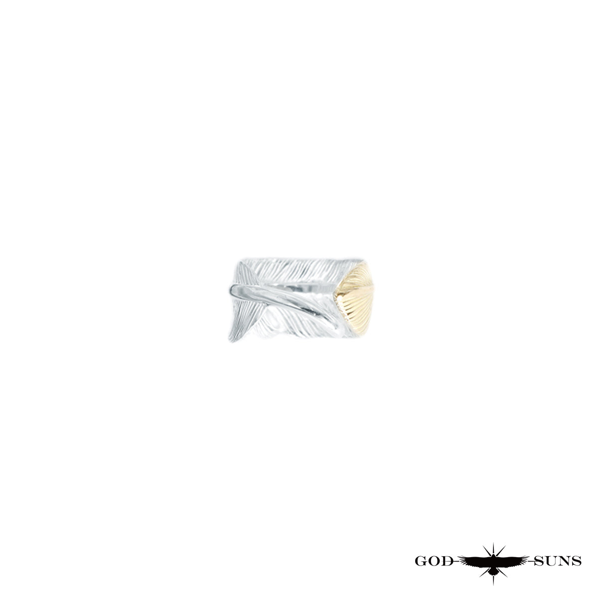 Gold-tipped feather ring (large pinky ring)