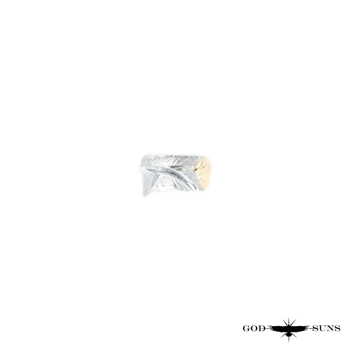 Gold-tipped feather ring (small pinky)