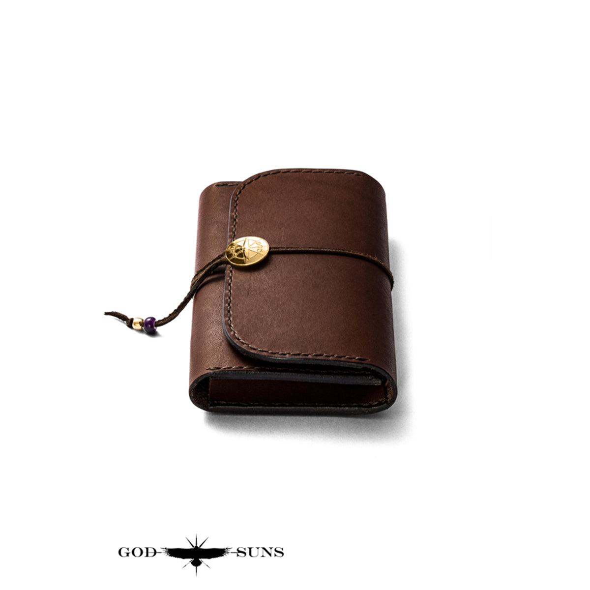 "Tochigi Leather" Middle Wallet Hand-sewn with K18 Solid Original Coin Concho ~ K18 Solid Zipper & Beads Set Top-of-the-line Model ~ Brown