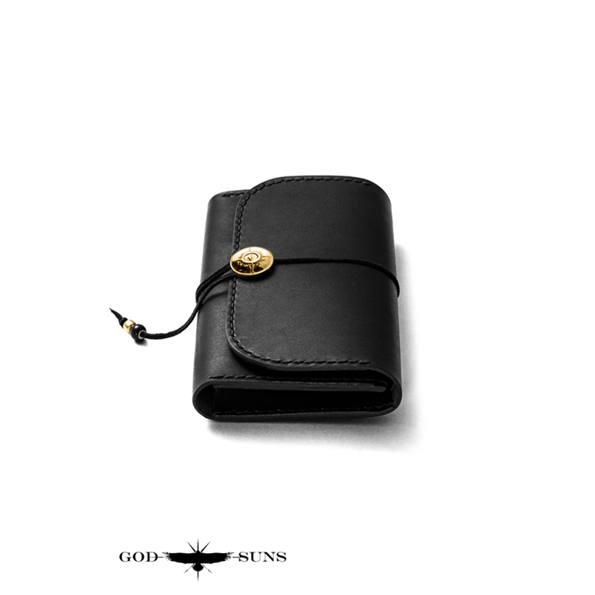 "Tochigi Leather" Middle Wallet Hand-sewn with K18 Solid Original Coin Concho ~ K18 Solid Zipper & Beads Set Top-of-the-line Model ~ Black