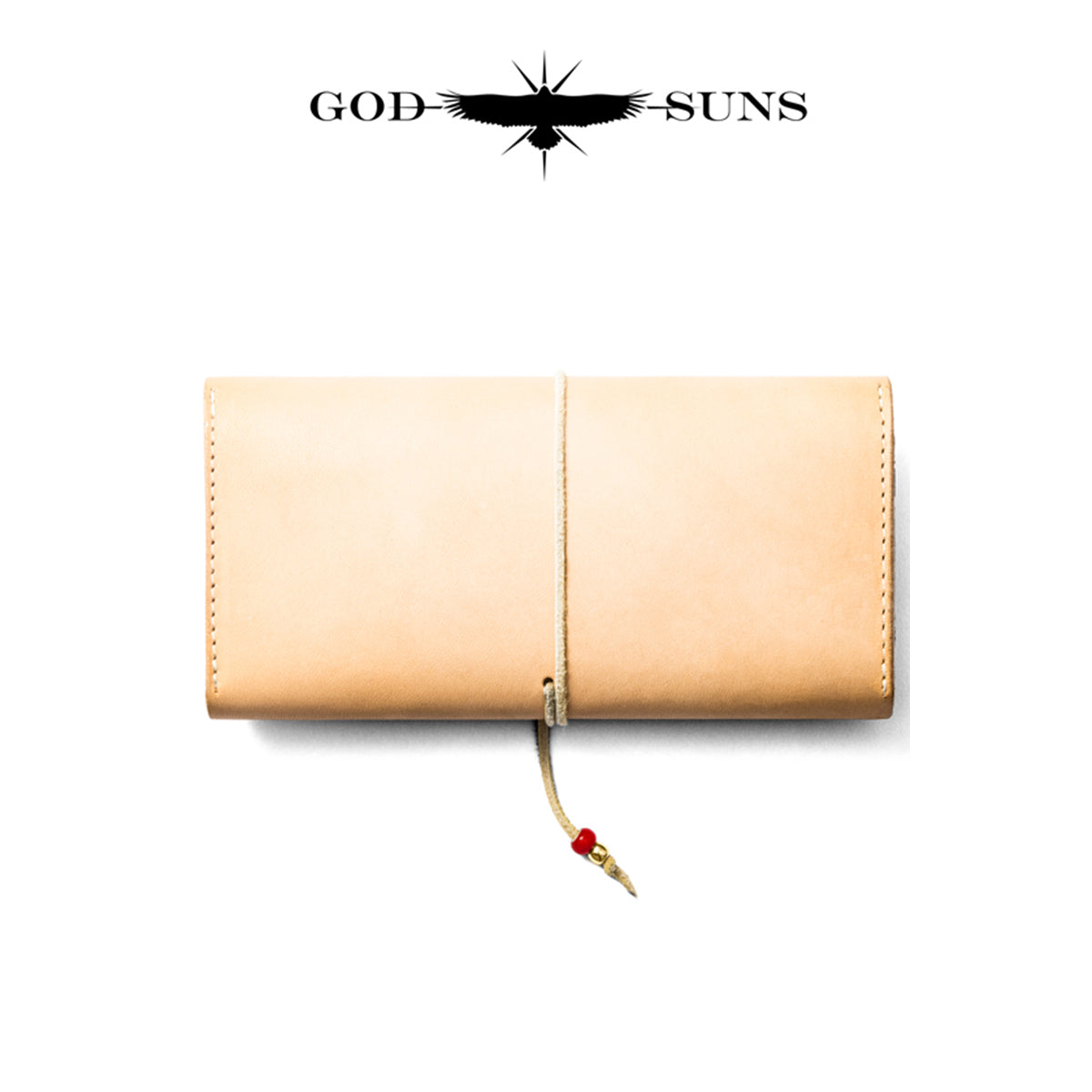 "Tochigi Leather" Middle Wallet, Machine Stitched, Comes with K18 Solid Wood Original Coin Concho - K18 Solid Wood Zipper & Bead Set, Top-of-the-line Model - Natural Color