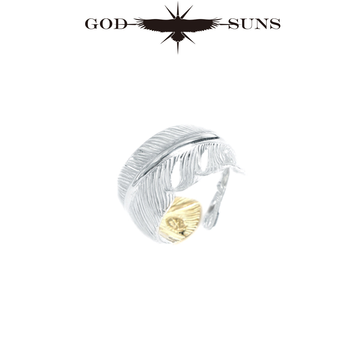 Gold-tipped feather ring (large pinky ring)