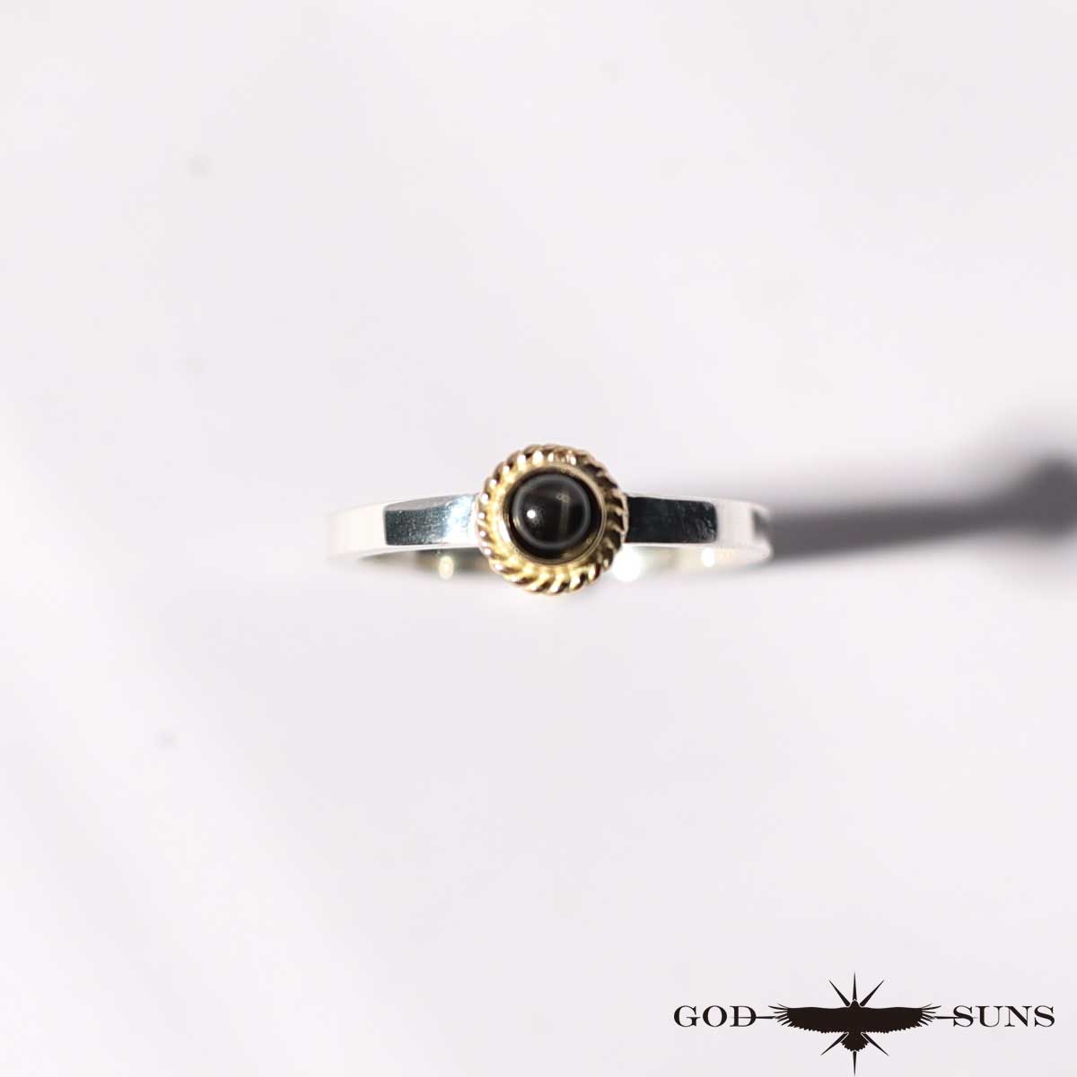 Flat ring silver rope black star 3mm plate