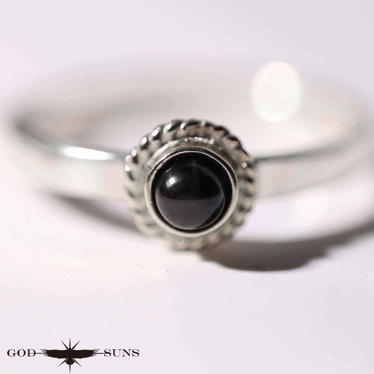 Flat ring silver rope black star 3mm plate