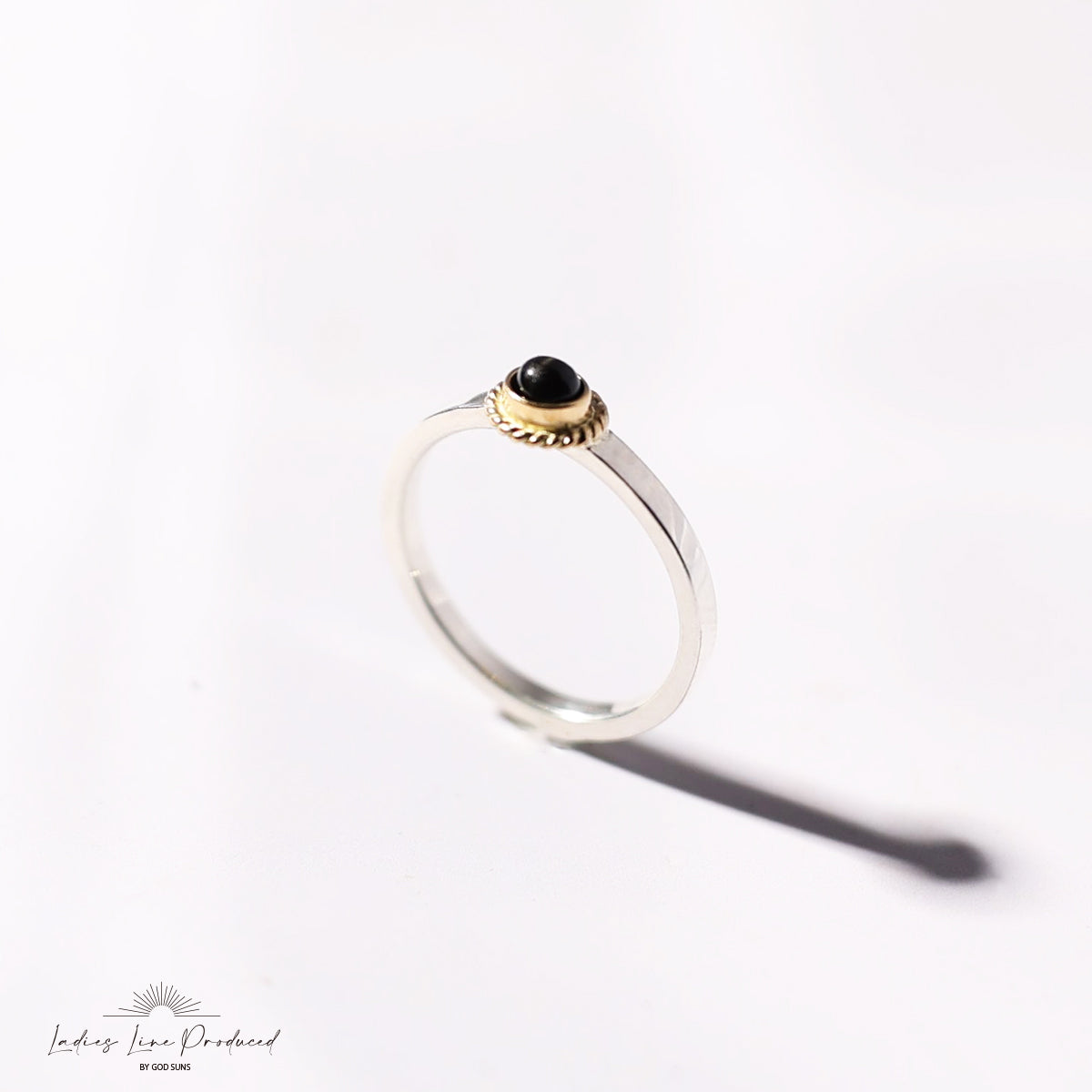 Flat ring silver rope black star 3mm plate