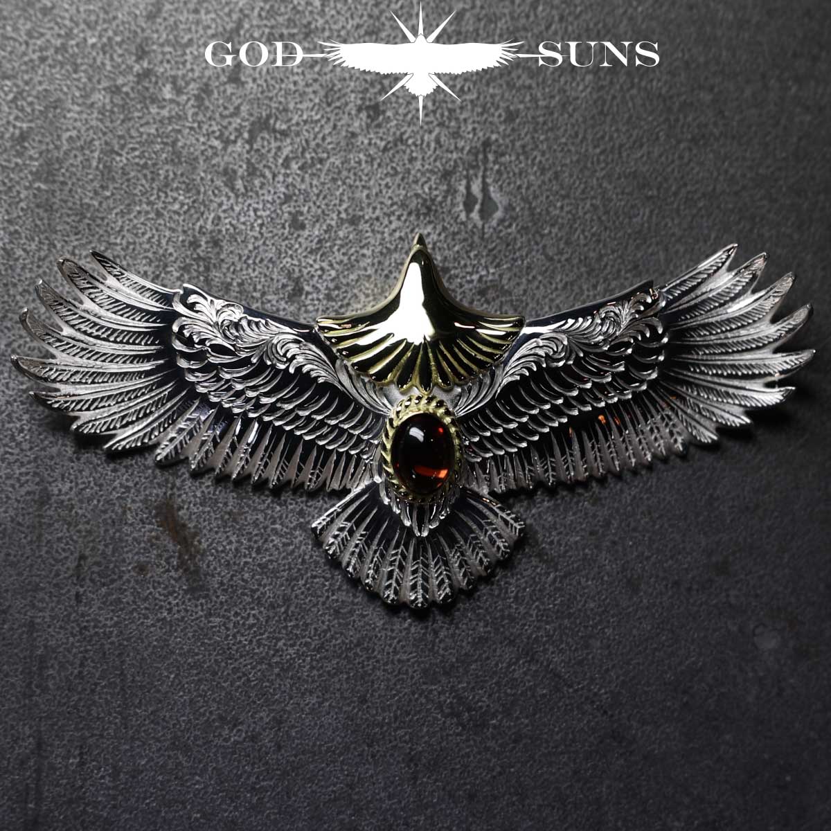 お正月限定アイテム 頭金&金縄アルマンディンガーネット大イーグル両面唐草彫り