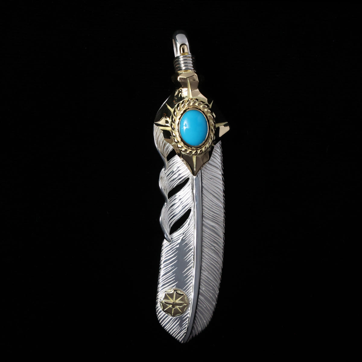 特大K18矢尻金縄TQフェザーK18メタル付き(左向き)74mmタイプ