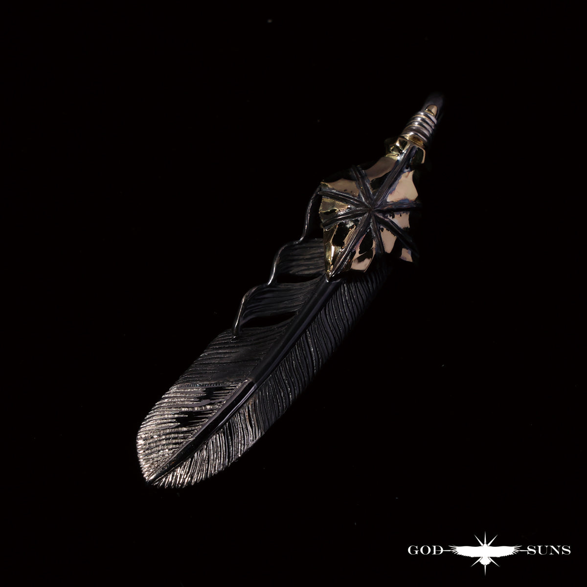限定品 "羽軸銀"K18矢尻太陽銀先プラチナフェザーLL(左向き)68mmタイプ