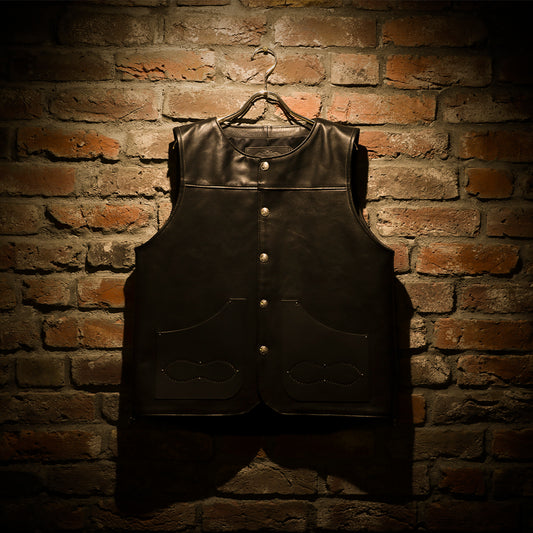 "NATIVE TOKYO STYLE" LEATHER VEST NORMAL MODEL GOD SUNS×ATSU LEATHER WORKS(BLACK)
