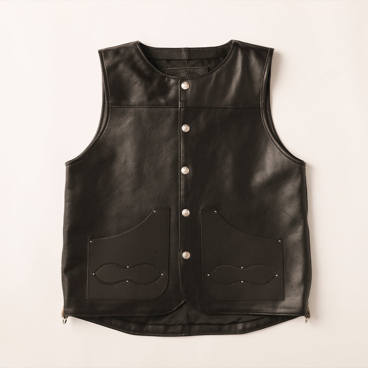 "NATIVE TOKYO STYLE" LEATHER VEST NORMAL MODEL GOD SUNS×ATSU LEATHER WORKS(BLACK)