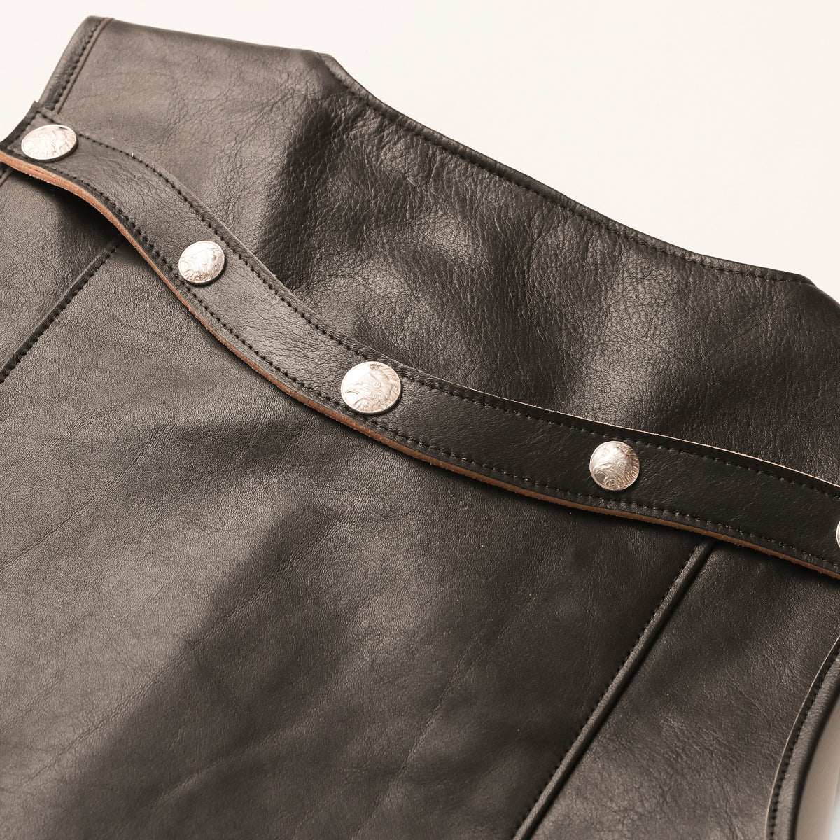 "NATIVE TOKYO STYLE" LEATHER VEST NORMAL MODEL GOD SUNS×ATSU LEATHER WORKS(BLACK)