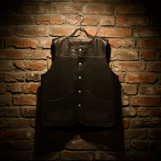 "NATIVE TOKYO STYLE" LEATHER VEST SP MODEL GOD SUNS×ATSU LEATHER WORKS(BLACK)