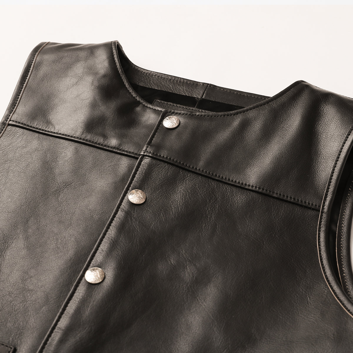 "NATIVE TOKYO STYLE" LEATHER VEST NORMAL MODEL GOD SUNS×ATSU LEATHER WORKS(BLACK)