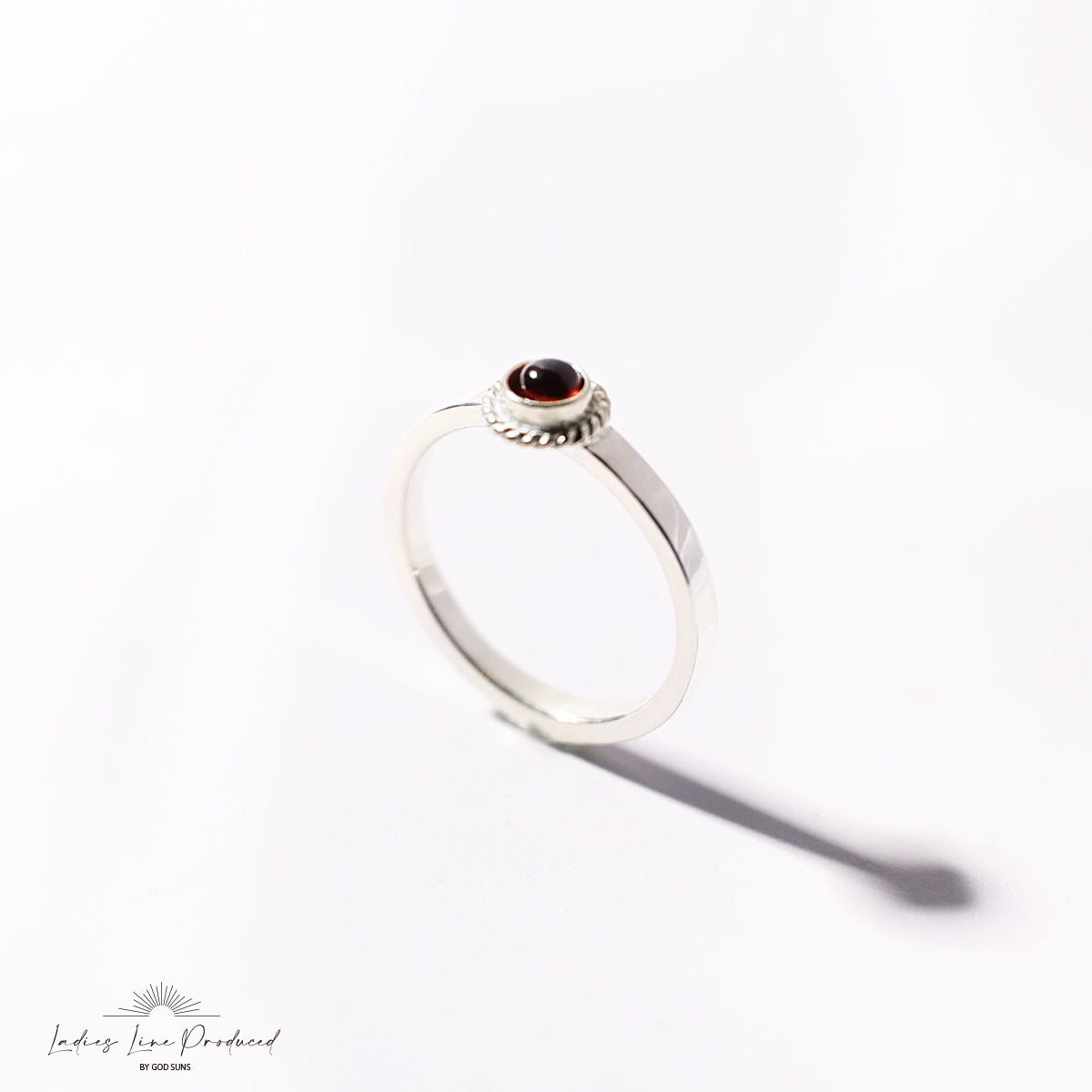 Flat ring silver rope black star 3mm plate