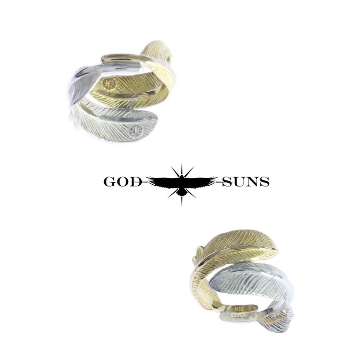 Double Feather Ring (SV x K18) (Regular Large)