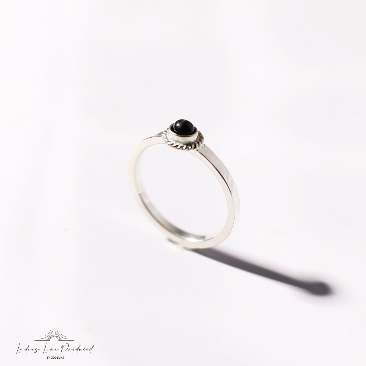 Flat ring silver rope black star 3mm plate