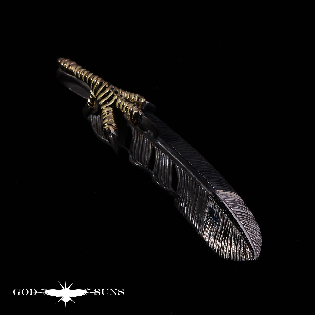 限定品 白頭鷲"羽軸銀"特大先銀金爪先プラチナフェザー(左向き)74mmタイプ