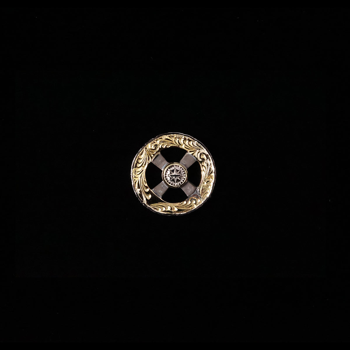 白頭鷲ホイールLL K18サークル×SVクロス×PTプレート SPメタル付き (PTメタル×K18印台) "唐草彫りTYPE"