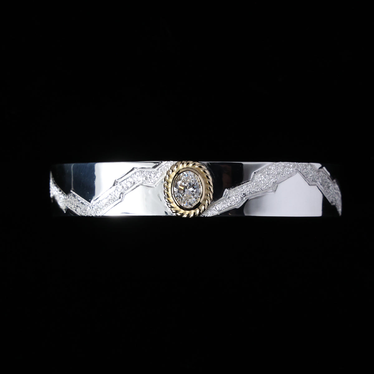 平打ちバングル 12mm Type金縄"ラボグラウンダイヤモンド"ダイヤモンド-ダスト加工 "Milkey way Galaxy Model"