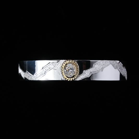平打ちバングル 12mm Type金縄"ラボグラウンダイヤモンド"ダイヤモンド-ダスト加工 "Milkey way Galaxy Model"