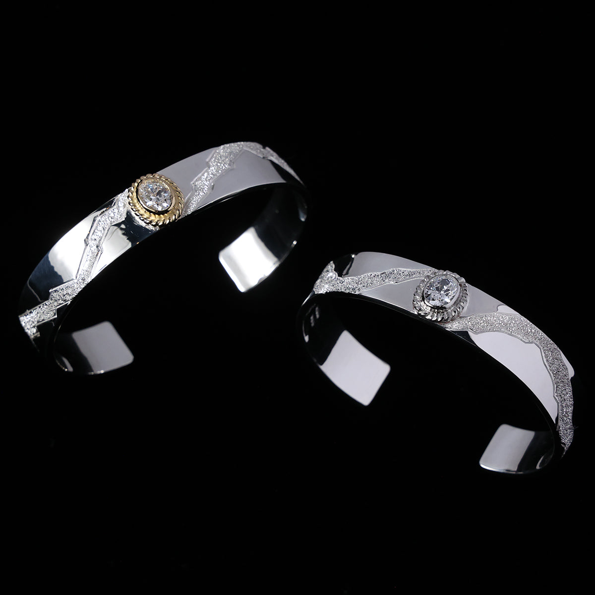 平打ちバングル 12mm Typeプラチナ縄"ラボグラウンダイヤモンド"ダイヤモンド-ダスト加工 "Milkey way Galaxy Model"