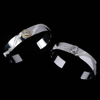 平打ちバングル 12mm Typeプラチナ縄"ラボグラウンダイヤモンド"ダイヤモンド-ダスト加工 "Milkey way Galaxy Model"