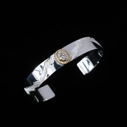 平打ちバングル 12mm Type金縄"ラボグラウンダイヤモンド"ダイヤモンド-ダスト加工 "Milkey way Galaxy Model"