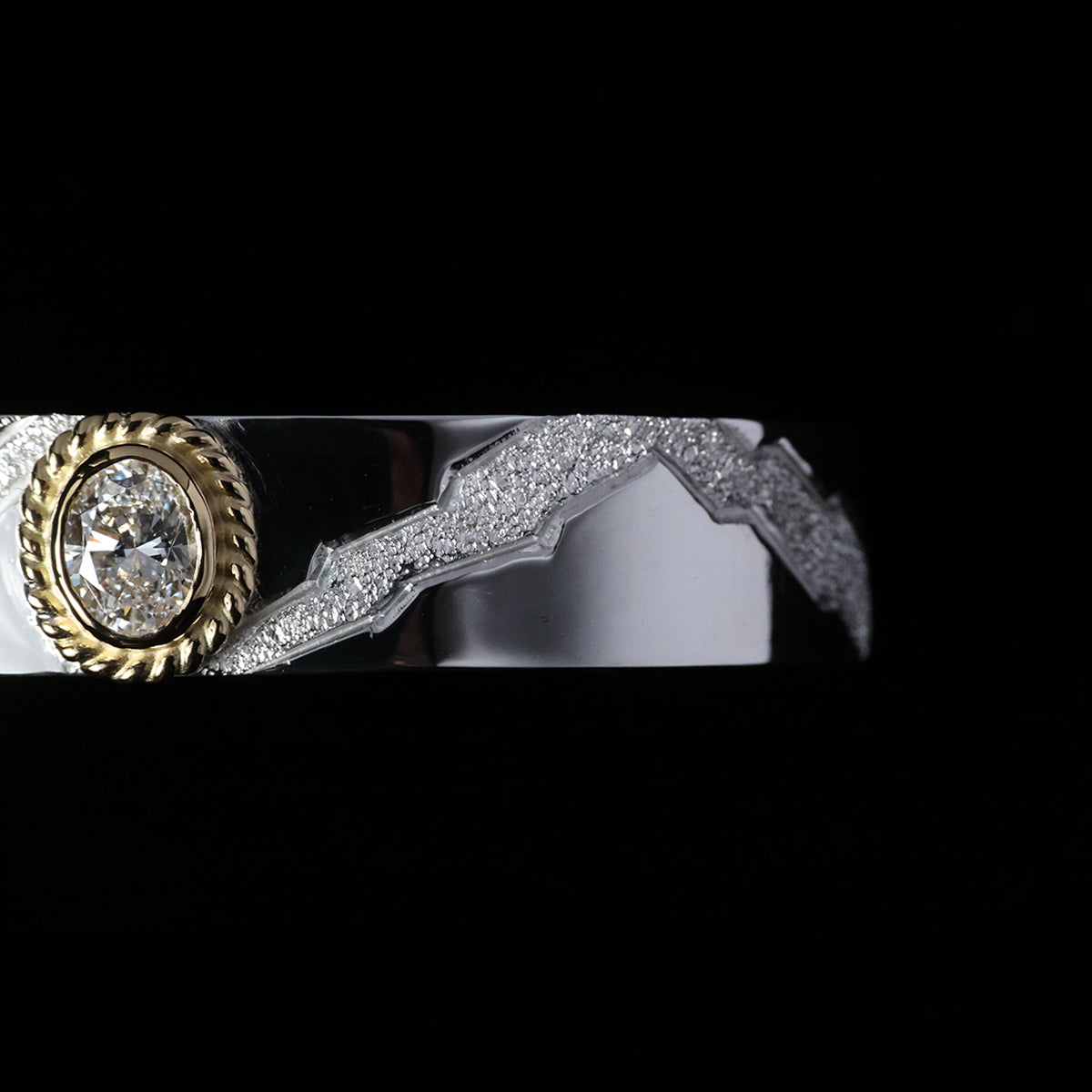 平打ちバングル 12mm Type金縄"ラボグラウンダイヤモンド"ダイヤモンド-ダスト加工 "Milkey way Galaxy Model"