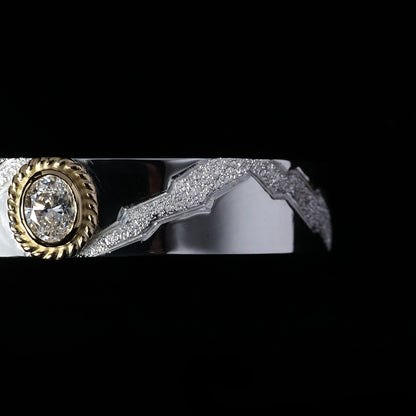 平打ちバングル 12mm Type金縄"ラボグラウンダイヤモンド"ダイヤモンド-ダスト加工 "Milkey way Galaxy Model"