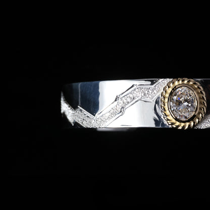平打ちバングル 12mm Type金縄"ラボグラウンダイヤモンド"ダイヤモンド-ダスト加工 "Milkey way Galaxy Model"