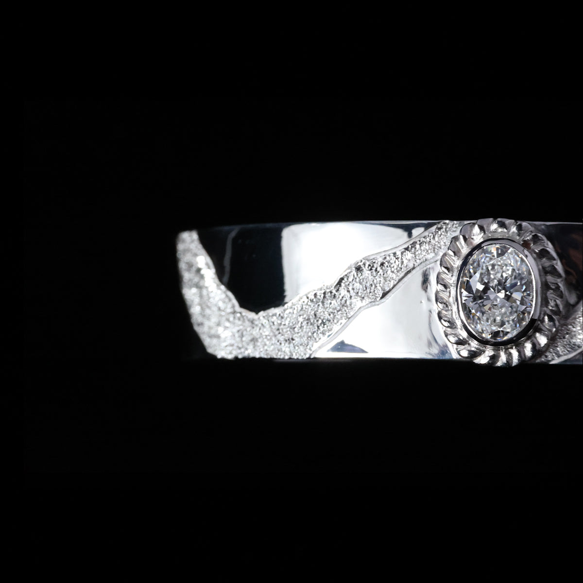 平打ちバングル 12mm Typeプラチナ縄"ラボグラウンダイヤモンド"ダイヤモンド-ダスト加工 "Milkey way Galaxy Model"