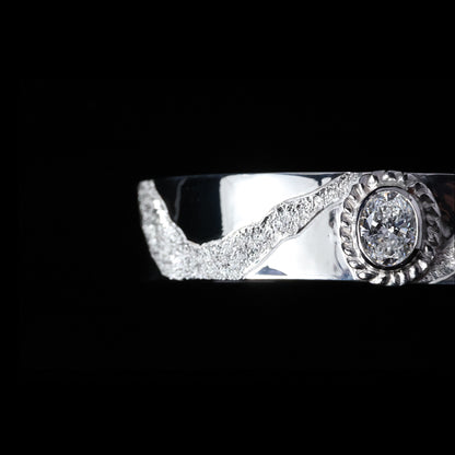 平打ちバングル 12mm Typeプラチナ縄"ラボグラウンダイヤモンド"ダイヤモンド-ダスト加工 "Milkey way Galaxy Model"