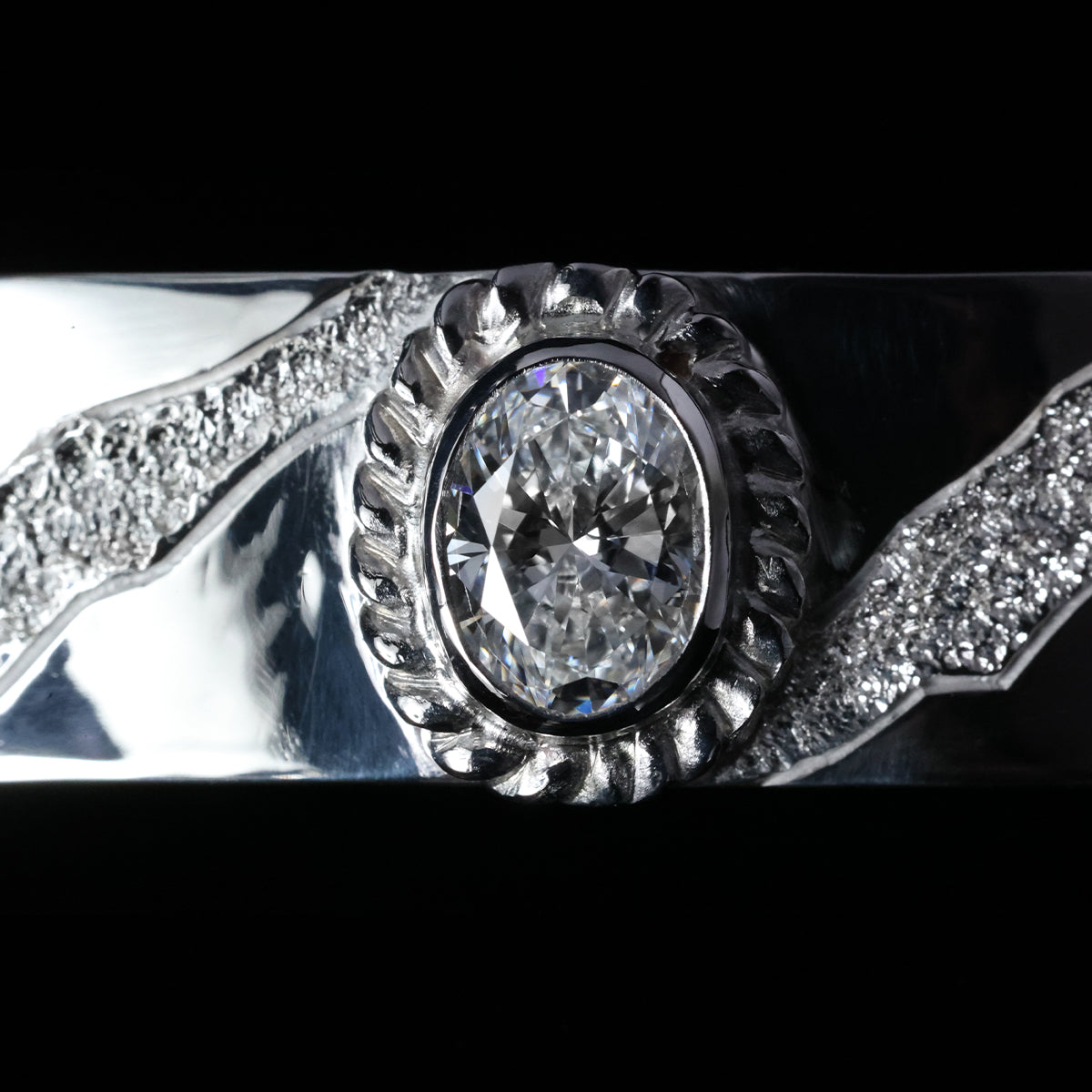 平打ちバングル 12mm Typeプラチナ縄"ラボグラウンダイヤモンド"ダイヤモンド-ダスト加工 "Milkey way Galaxy Model"