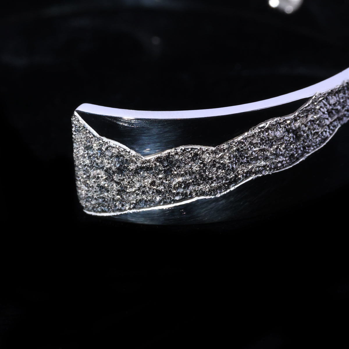 平打ちバングル 12mm Typeプラチナ縄"ラボグラウンダイヤモンド"ダイヤモンド-ダスト加工 "Milkey way Galaxy Model"