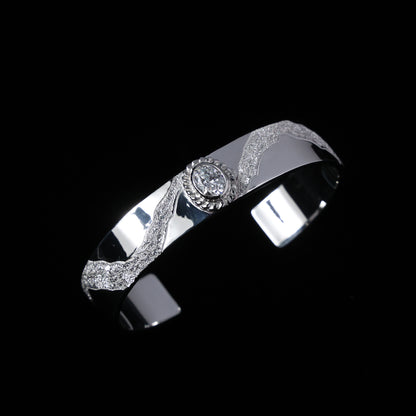 平打ちバングル 12mm Typeプラチナ縄"ラボグラウンダイヤモンド"ダイヤモンド-ダスト加工 "Milkey way Galaxy Model"