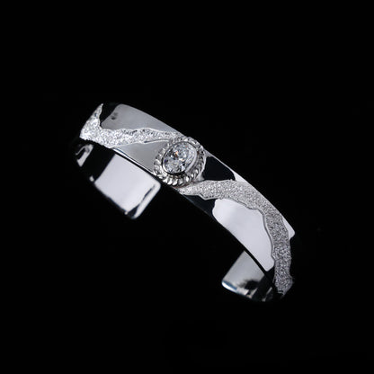 平打ちバングル 12mm Typeプラチナ縄"ラボグラウンダイヤモンド"ダイヤモンド-ダスト加工 "Milkey way Galaxy Model"