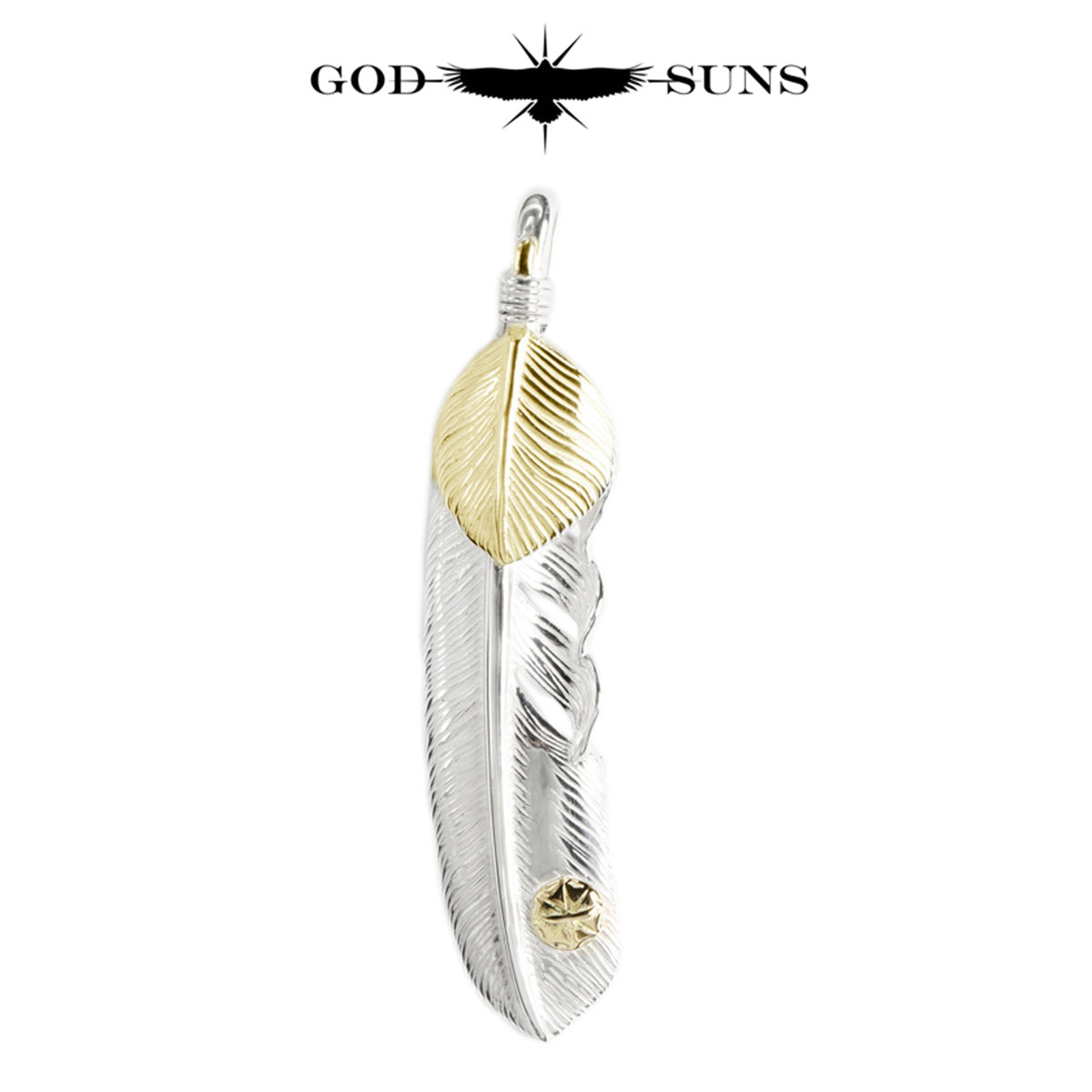 Gold heart feather with K18 metal LL (right facing) 68mm type