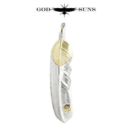 Gold heart feather with K18 metal LL (right facing) 68mm type