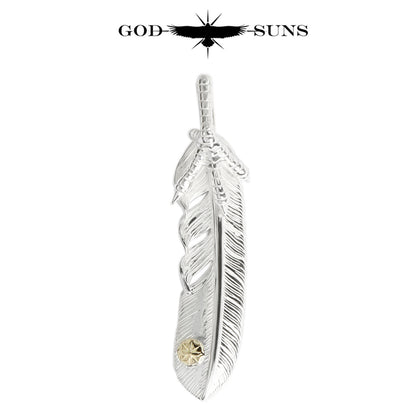 Silver claw feather with K18 metal LL (left facing) 68mm type