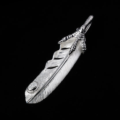 特大プラチナ爪フェザープラチナ縄"ラボグラウンダイヤモンド"(左向き)ダイヤモンド-ダスト加工