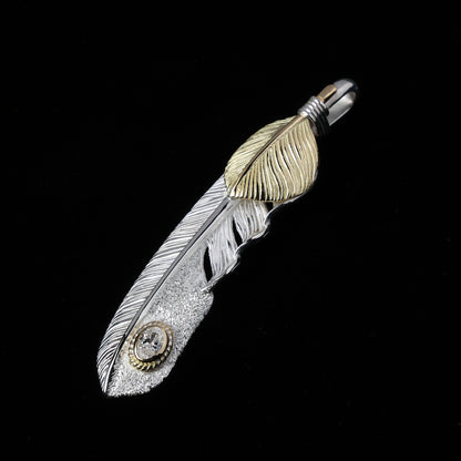 特大金ハートフェザー金縄"ラボグラウンダイヤモンド"(右向き)ダイヤモンド-ダスト加工