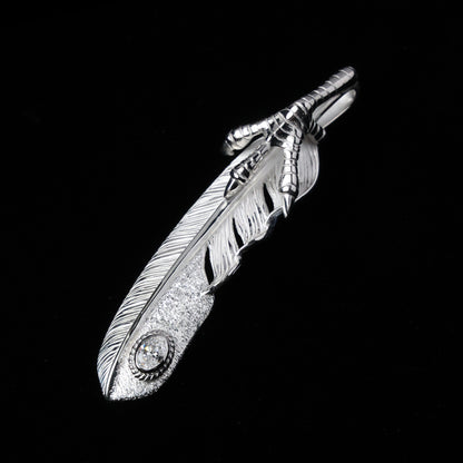 特大プラチナ爪フェザープラチナ縄"ラボグラウンダイヤモンド"(右向き)ダイヤモンド-ダスト加工