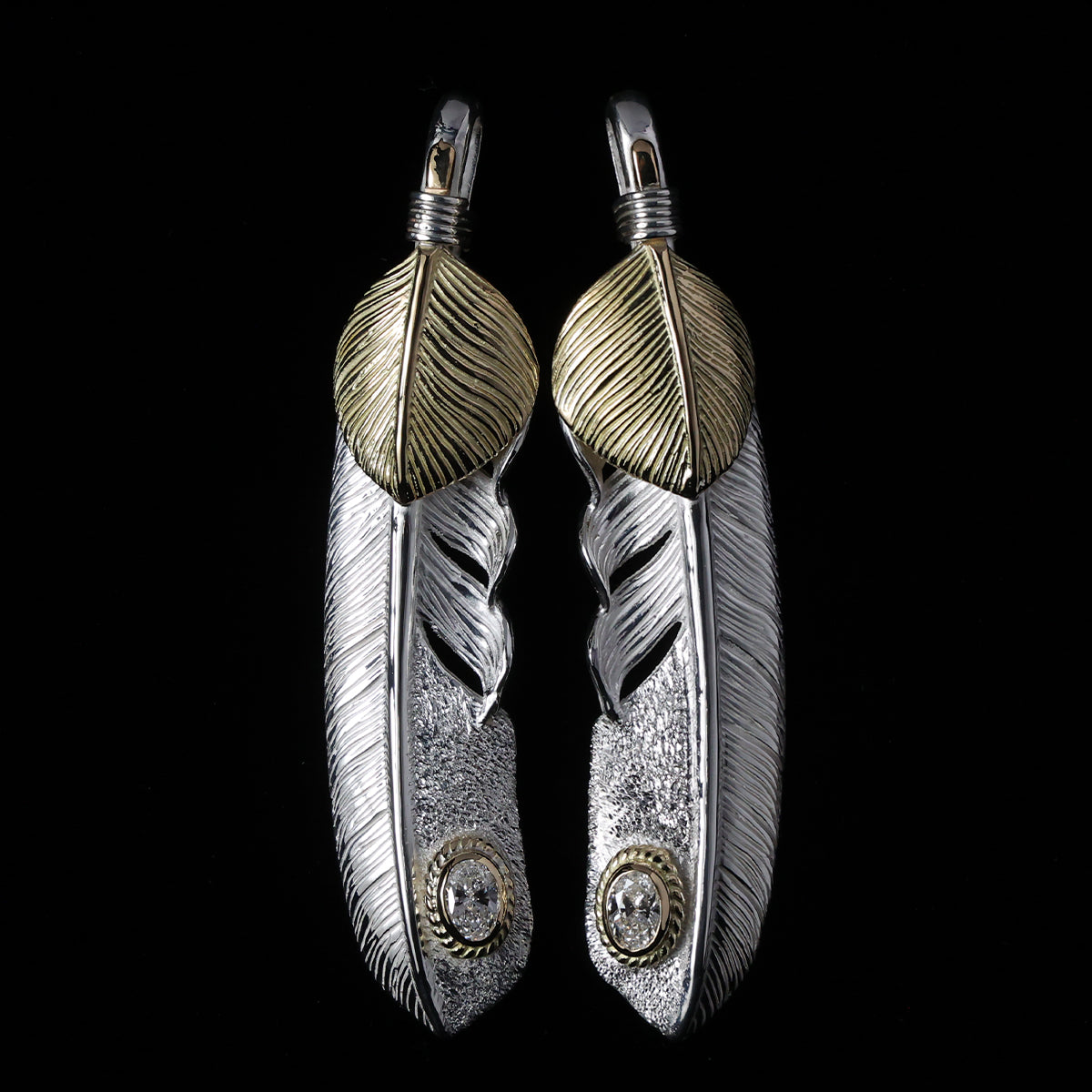 特大金ハートフェザー金縄"ラボグラウンダイヤモンド"(右向き)ダイヤモンド-ダスト加工